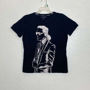 KARL LAGERFELD Women’s Black T Shirt with Front Print Size M